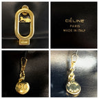 Celine Vintage Carriage Black Gold Leather Shoulder Bag — view 4
