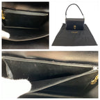 Celine Vintage Carriage Black Gold Leather Shoulder Bag — view 6