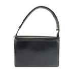 Celine Vintage Carriage Black Gold Leather Shoulder Bag — view 2