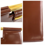Saint Laurent Vintage Brown Gold Leather Handbag Clutch — view 5