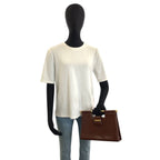Saint Laurent Vintage Brown Gold Leather Handbag Clutch — view 7