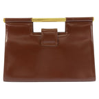 Saint Laurent Vintage Brown Gold Leather Handbag Clutch — view 2