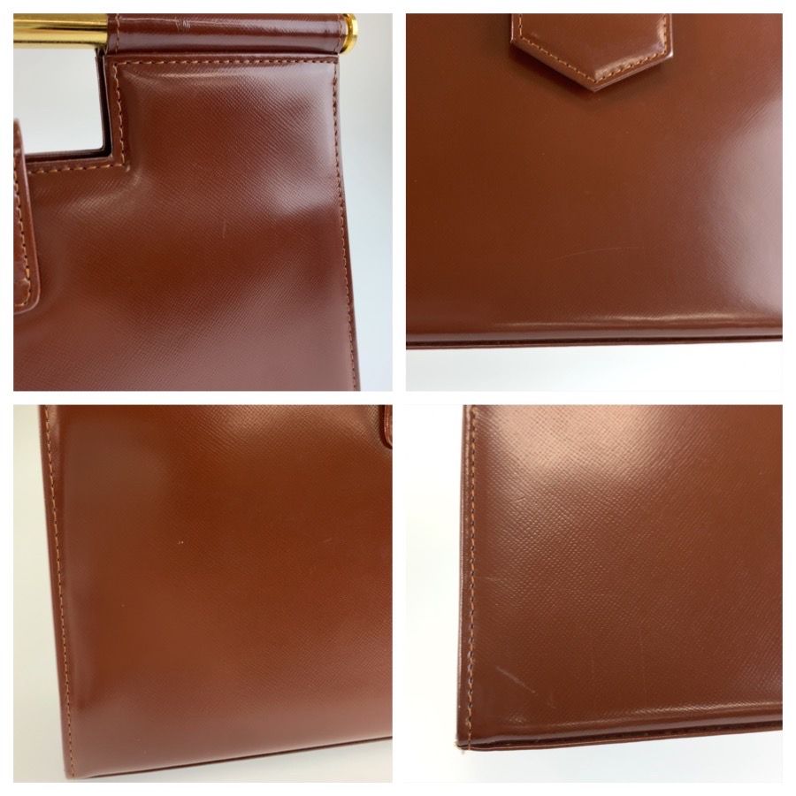Saint Laurent Vintage Brown Gold Leather Handbag Clutch — view 6