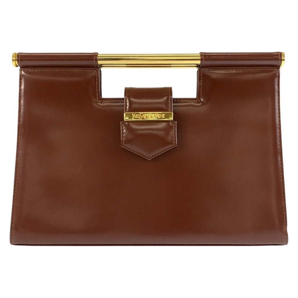 Saint Laurent Vintage Brown Gold Leather Handbag Clutch