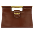 Saint Laurent Vintage Brown Gold Leather Handbag Clutch