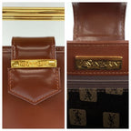 Saint Laurent Vintage Brown Gold Leather Handbag Clutch — view 3