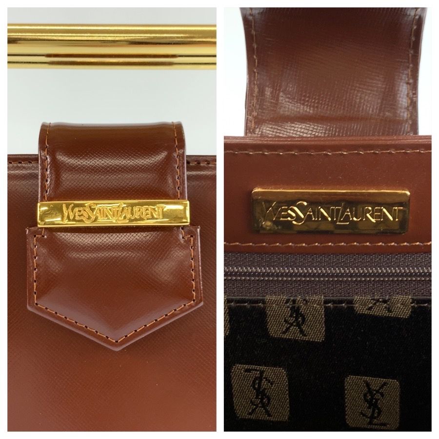 Saint Laurent Vintage Brown Gold Leather Handbag Clutch — view 3
