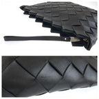 Bottega Veneta Intrecciato Black Silver Leather Clutch — view 5