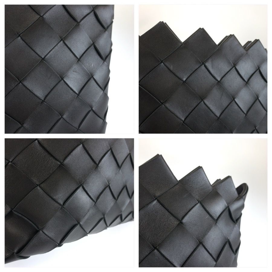 Bottega Veneta Intrecciato Black Silver Leather Clutch — view 6