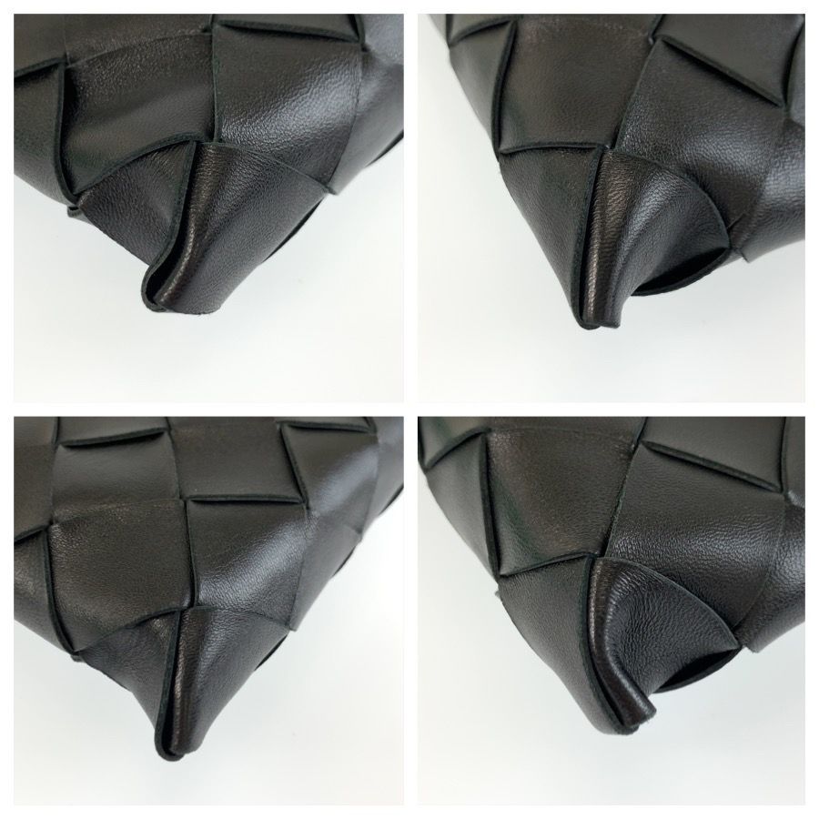 Bottega Veneta Intrecciato Black Silver Leather Clutch — view 3