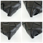 Bottega Veneta Intrecciato Black Silver Leather Clutch — view 3