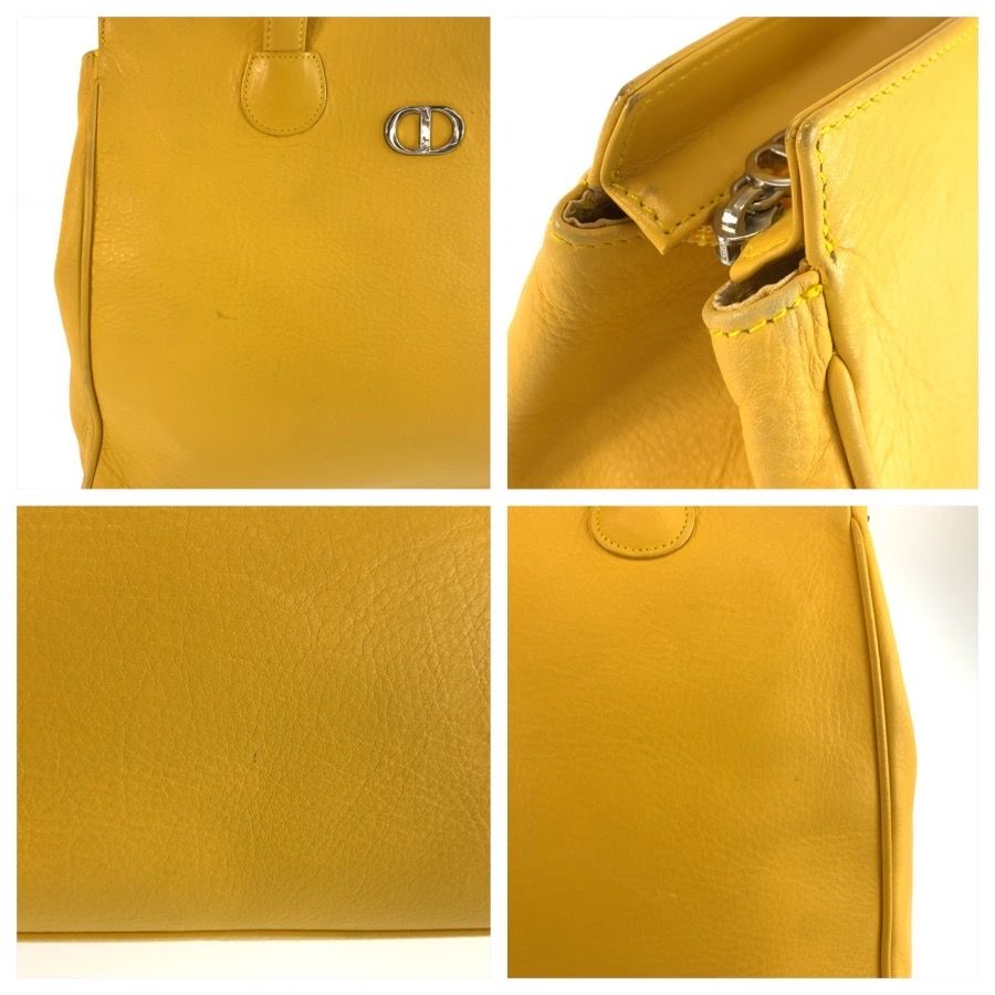 Dior Vintage CD Logo Yellow Tote Shoulder Bag — view 7