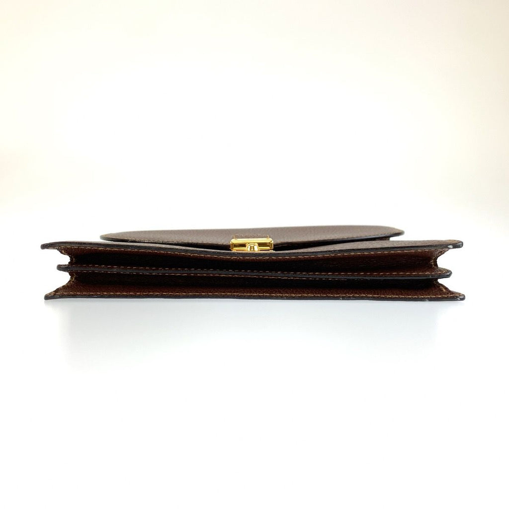 Gucci Brown Gold Leather Clutch — view 8