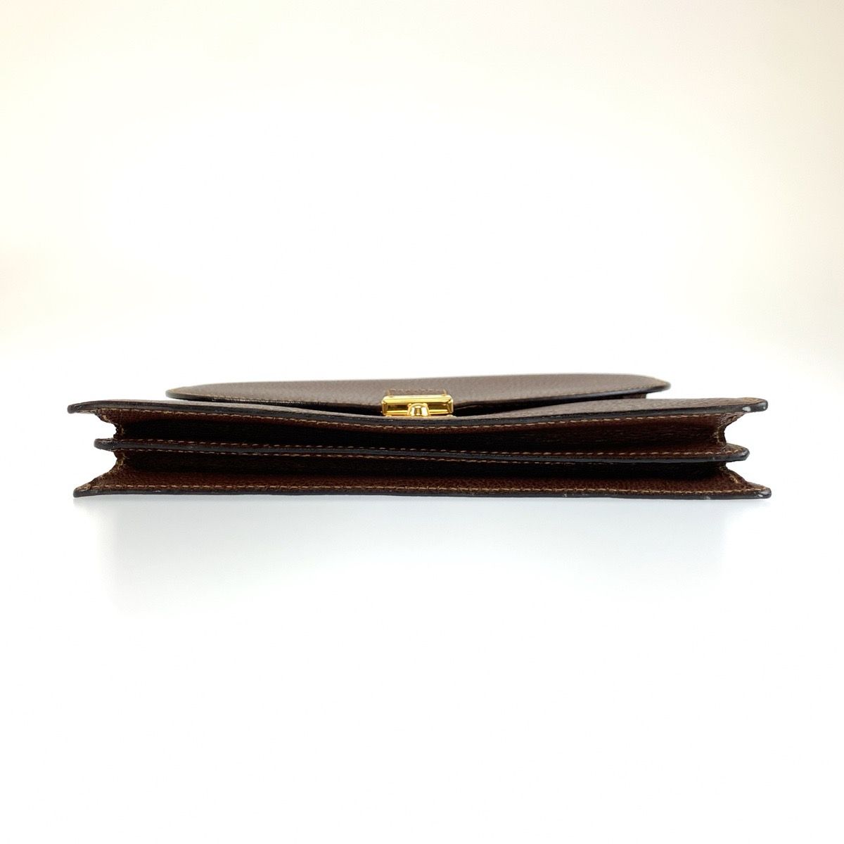 Gucci Brown Gold Leather Clutch — view 8