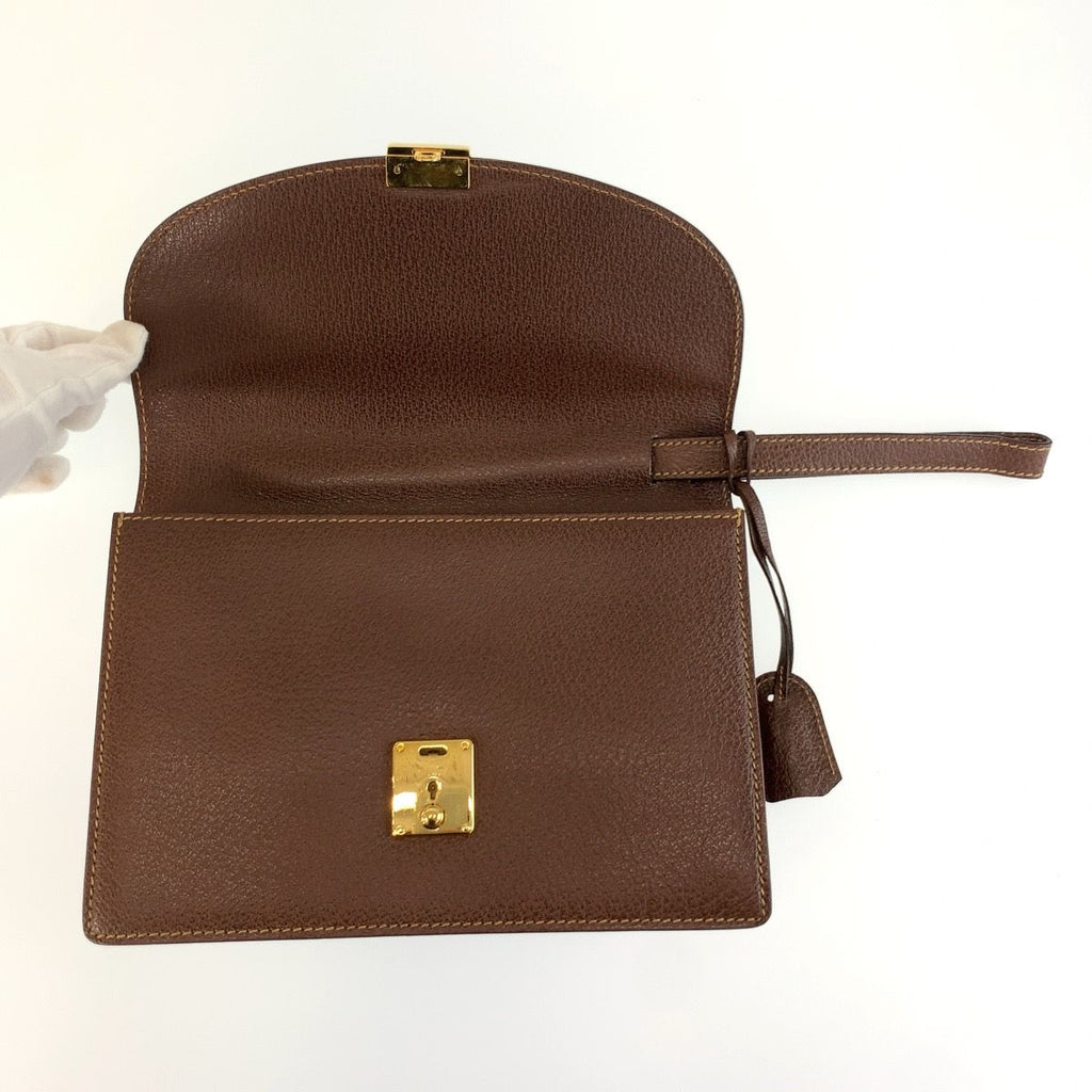 Gucci Brown Gold Leather Clutch — view 5