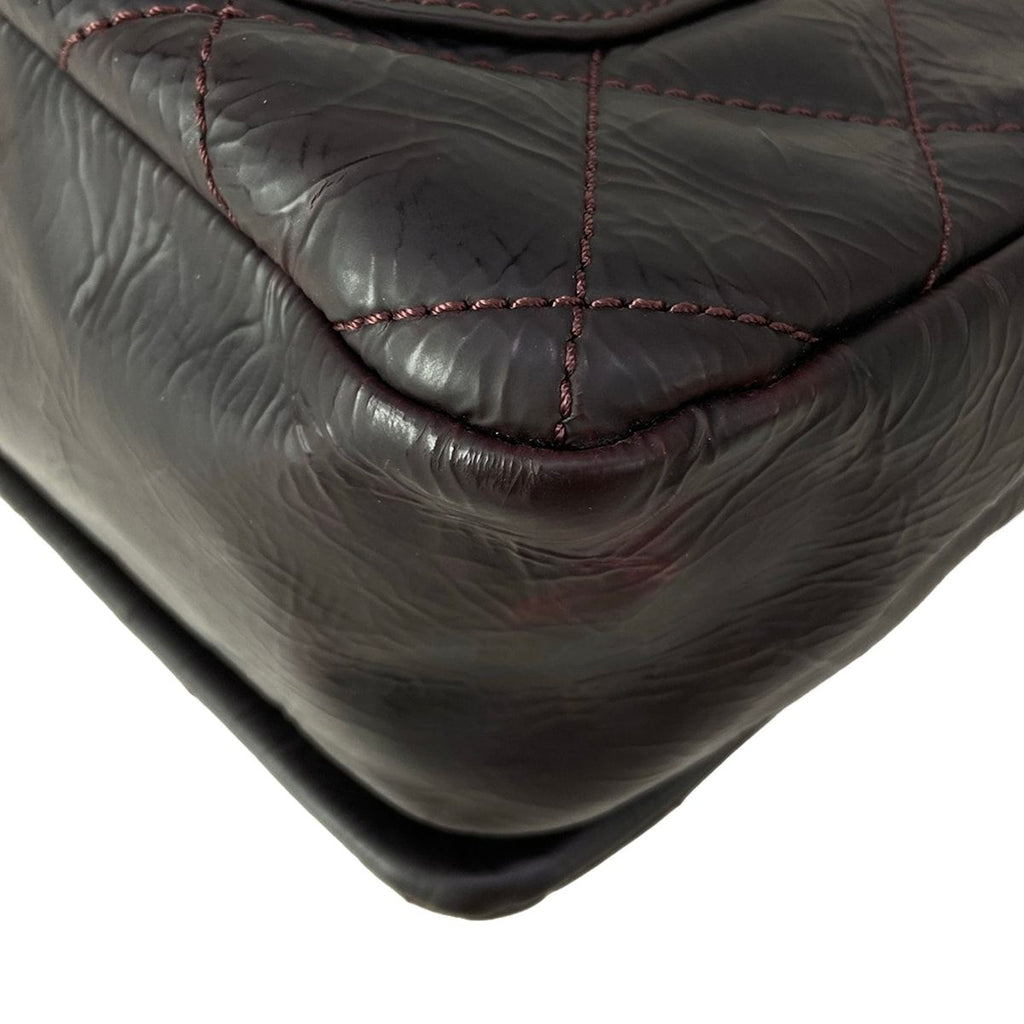 Chanel Shoulder Bag Quilted Bordeaux Chain Silver Wrinkled Leather — view 8
