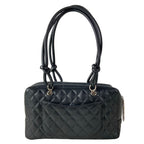 Chanel Shoulder Bag Cambon Line Black White CC Logo Silver Leather — view 3