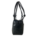 Chanel Shoulder Bag Cambon Line Black White CC Logo Silver Leather — view 4