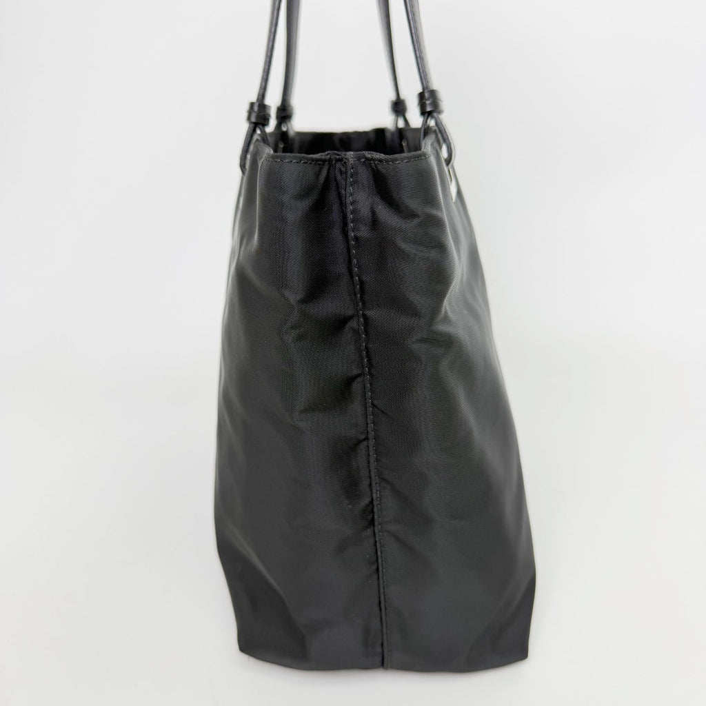 Prada Tessuto Nylon Triangle Logo Tote Bag Black Silver Vintage — view 5