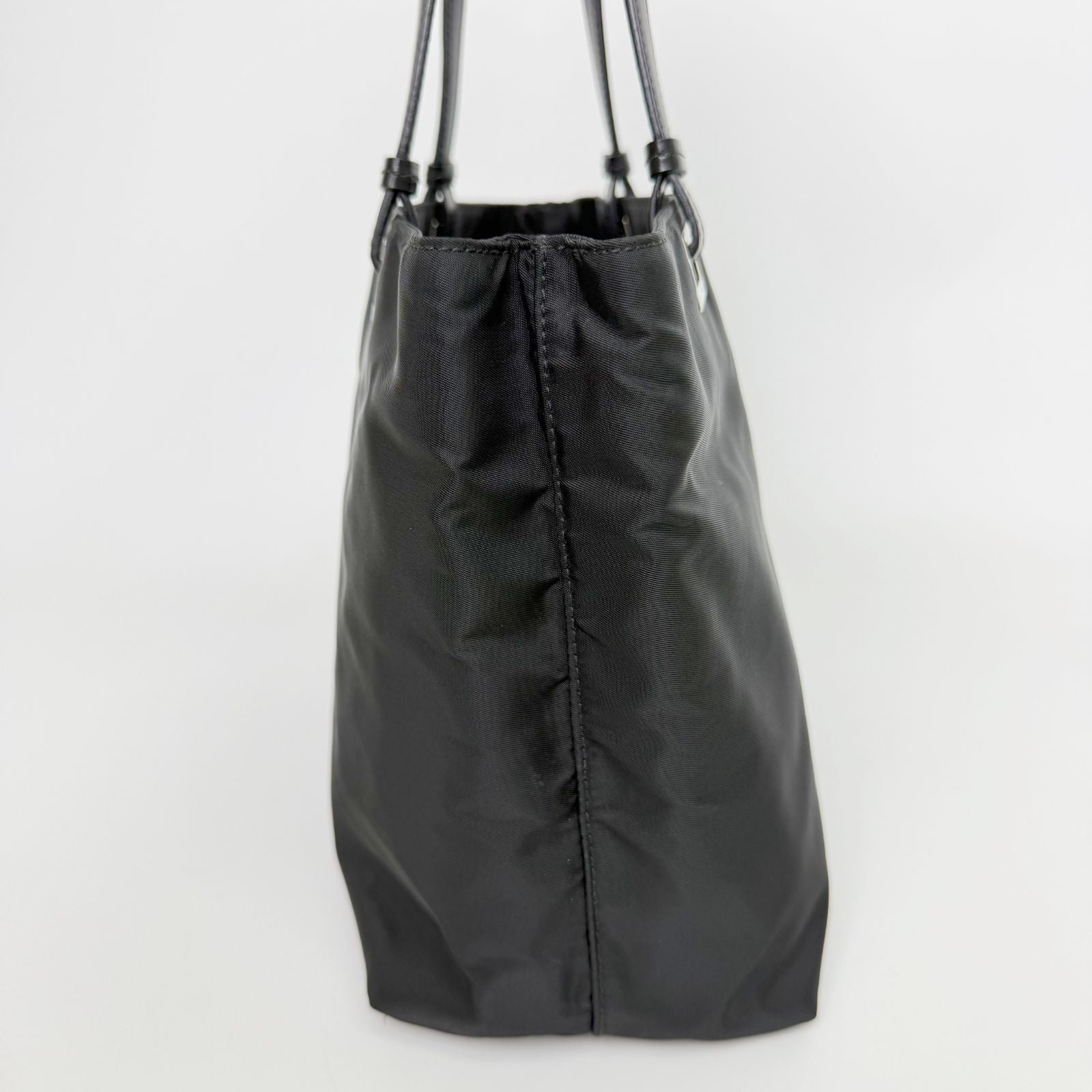 Prada Tessuto Nylon Triangle Logo Tote Bag Black Silver Vintage — view 5