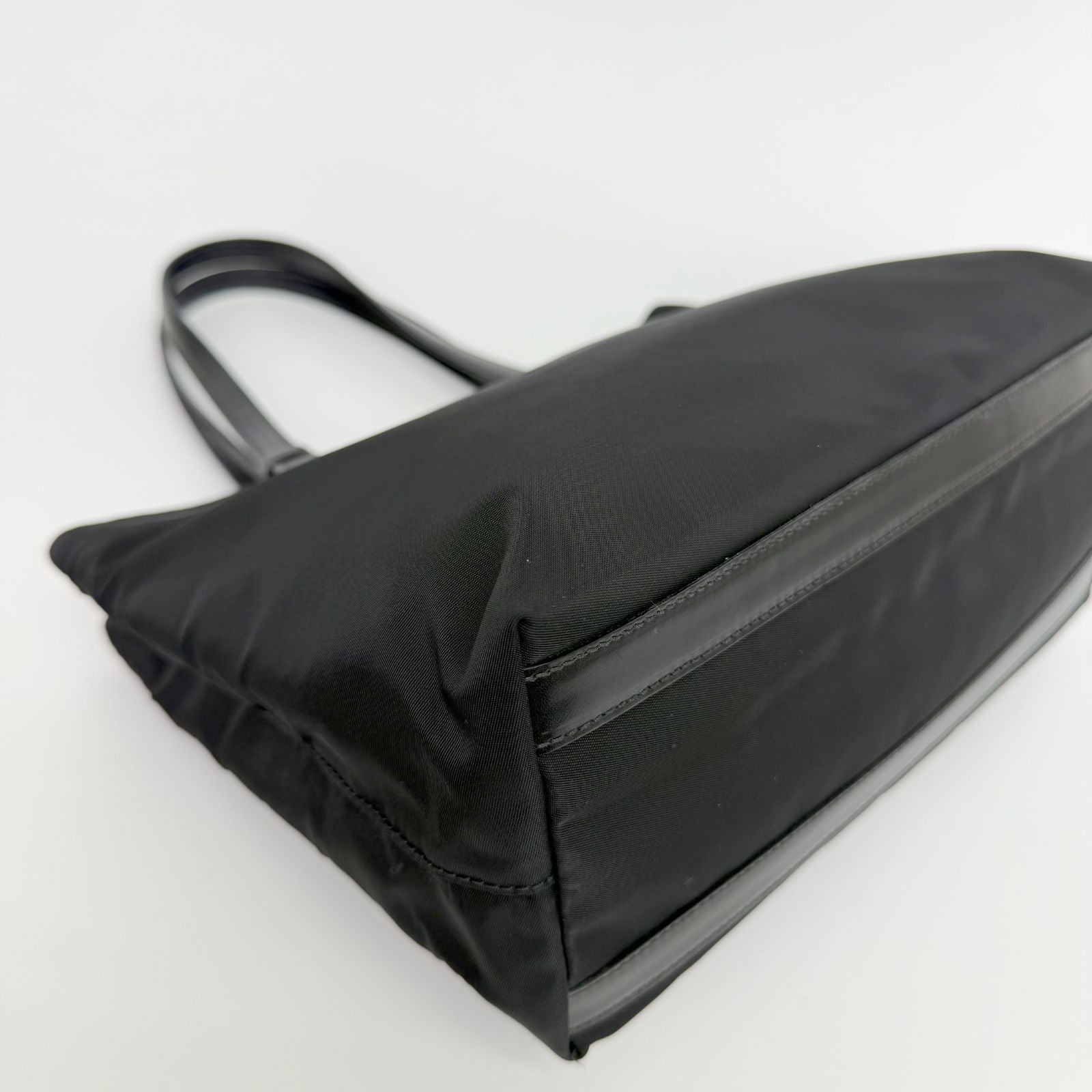Prada Tessuto Nylon Triangle Logo Tote Bag Black Silver Vintage — view 7