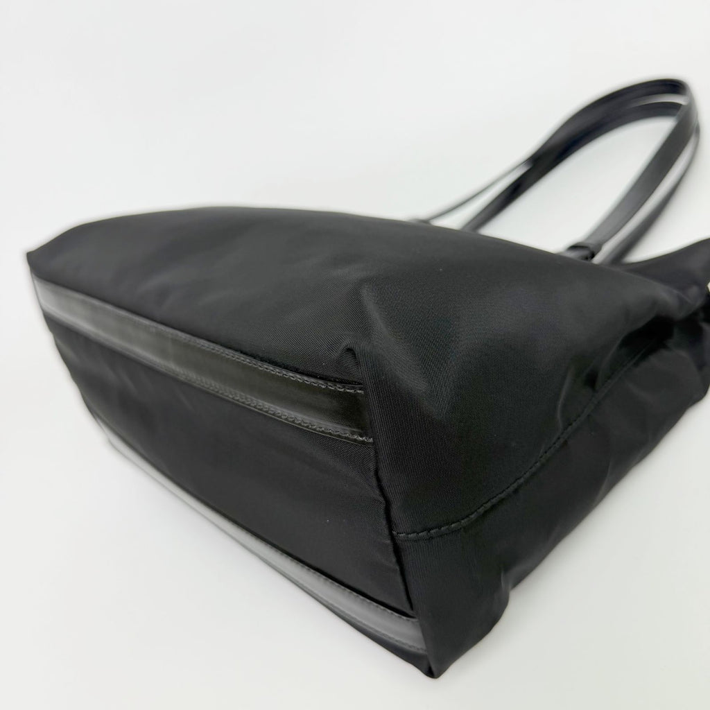 Prada Tessuto Nylon Triangle Logo Tote Bag Black Silver Vintage — view 8