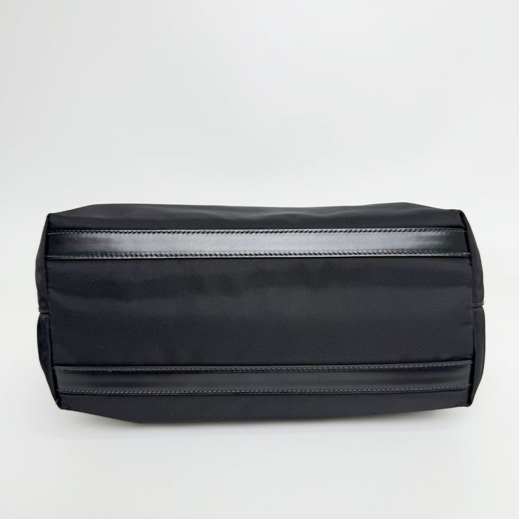 Prada Tessuto Nylon Triangle Logo Tote Bag Black Silver Vintage — view 6