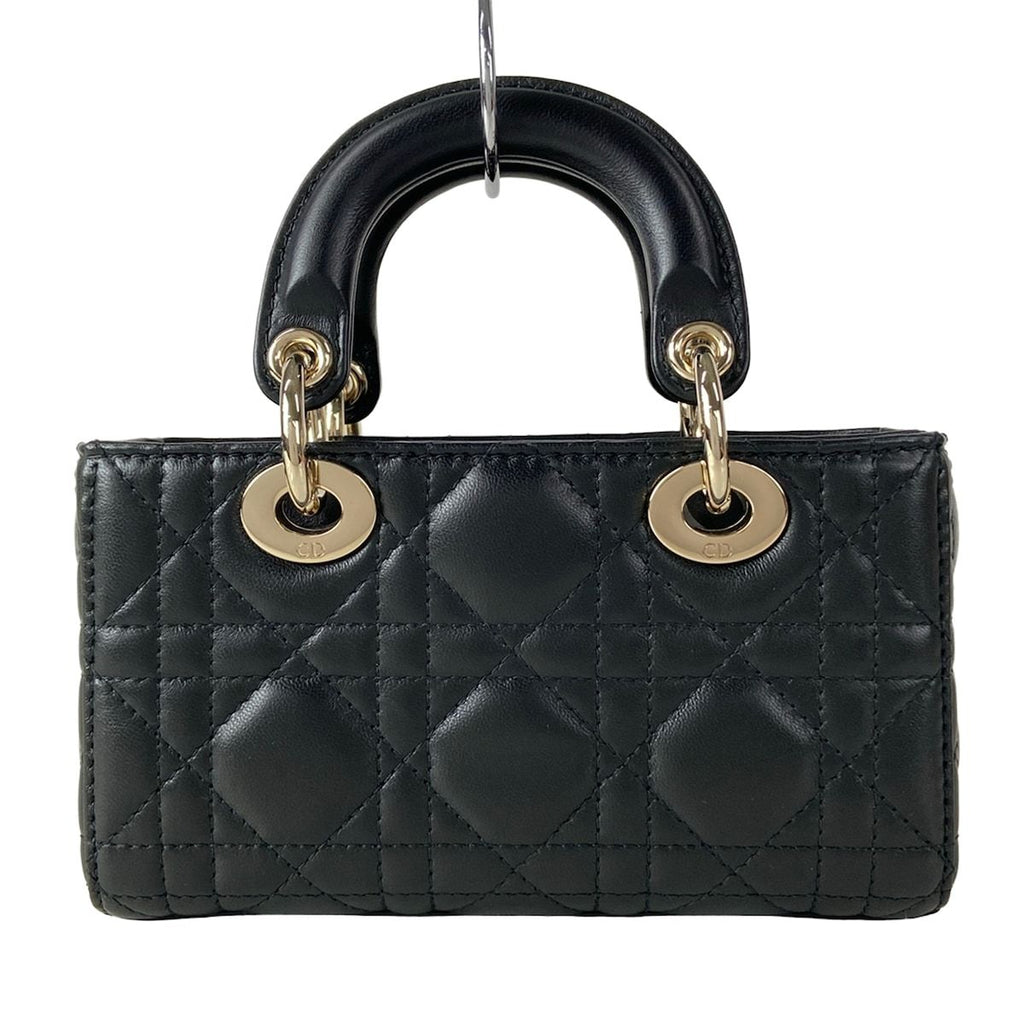 Dior Handbag Lady D-joy Bag Micro Black Gold Cannage — view 3