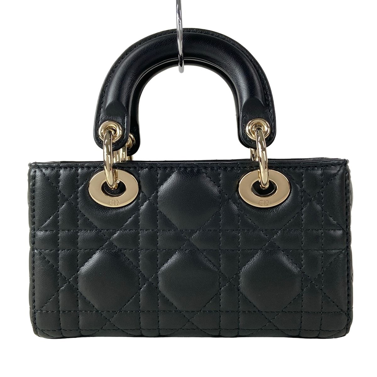 Dior Handbag Lady D-joy Bag Micro Black Gold Cannage — view 3