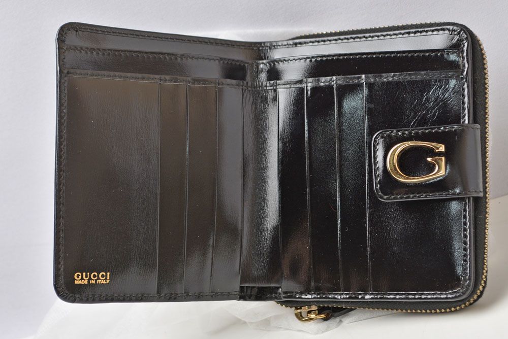 Gucci Wallet Vintage Folded G Logo Leather Black — view 6