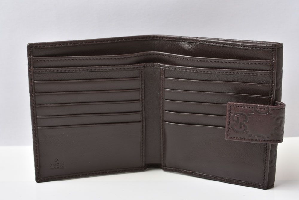 Gucci Bifold Wallet Snap Guccissima Leather Dark Brown Gold — view 7