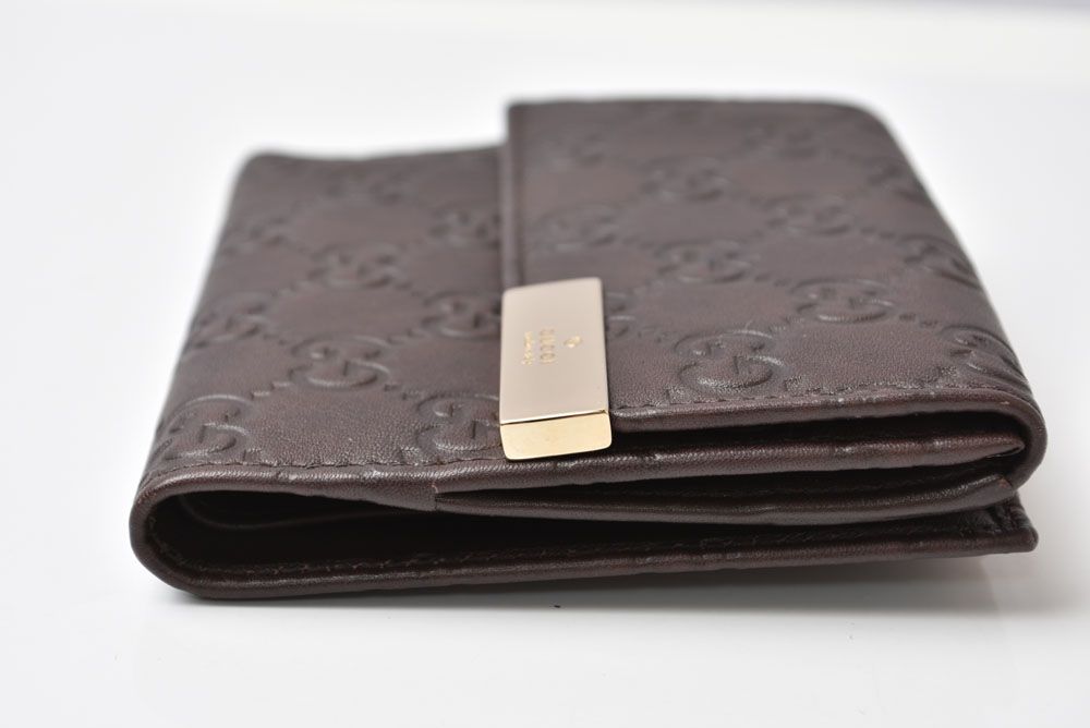 Gucci Bifold Wallet Snap Guccissima Leather Dark Brown Gold — view 4