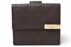 Gucci Bifold Wallet Snap Guccissima Leather Dark Brown Gold