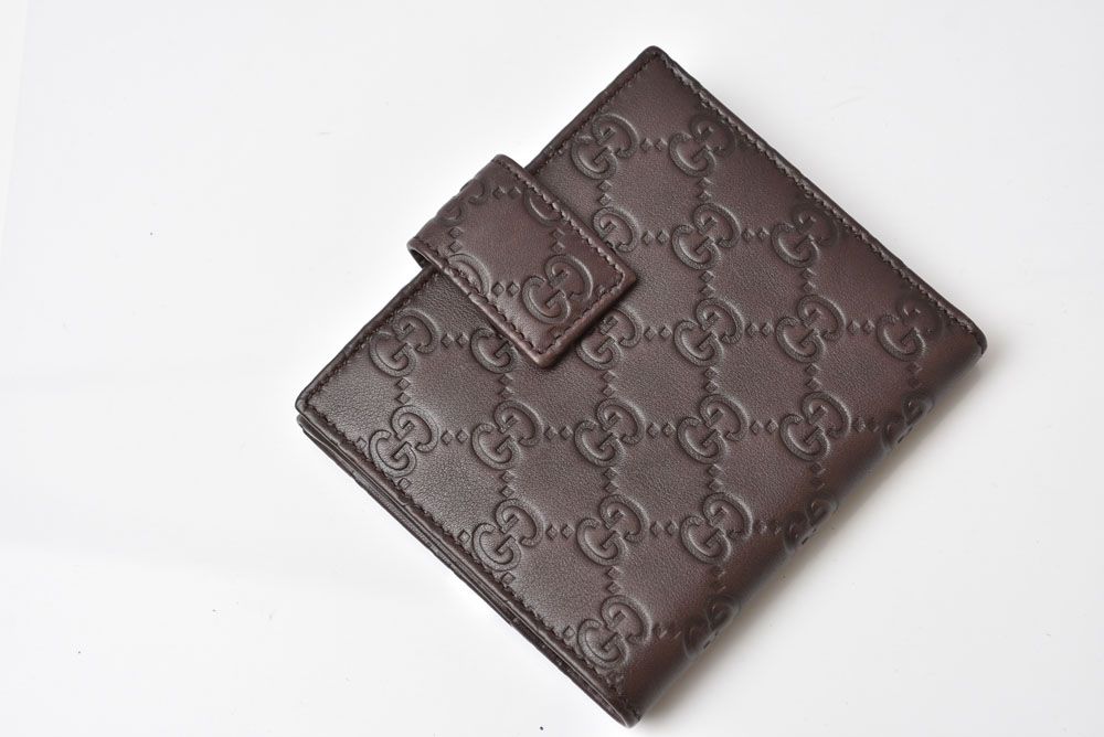 Gucci Bifold Wallet Snap Guccissima Leather Dark Brown Gold — view 5