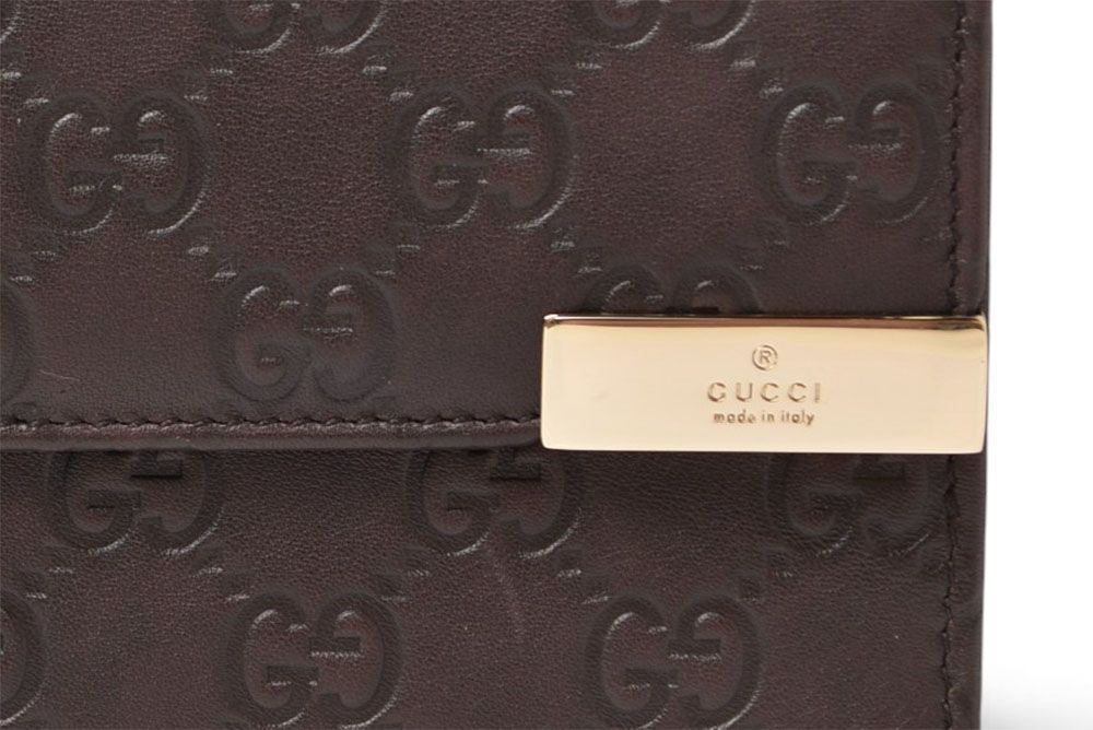 Gucci Bifold Wallet Snap Guccissima Leather Dark Brown Gold — view 2
