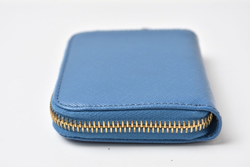Prada Coin Purse Saffiano 1 268 Embossed Leather Cobalto Blue — view 2