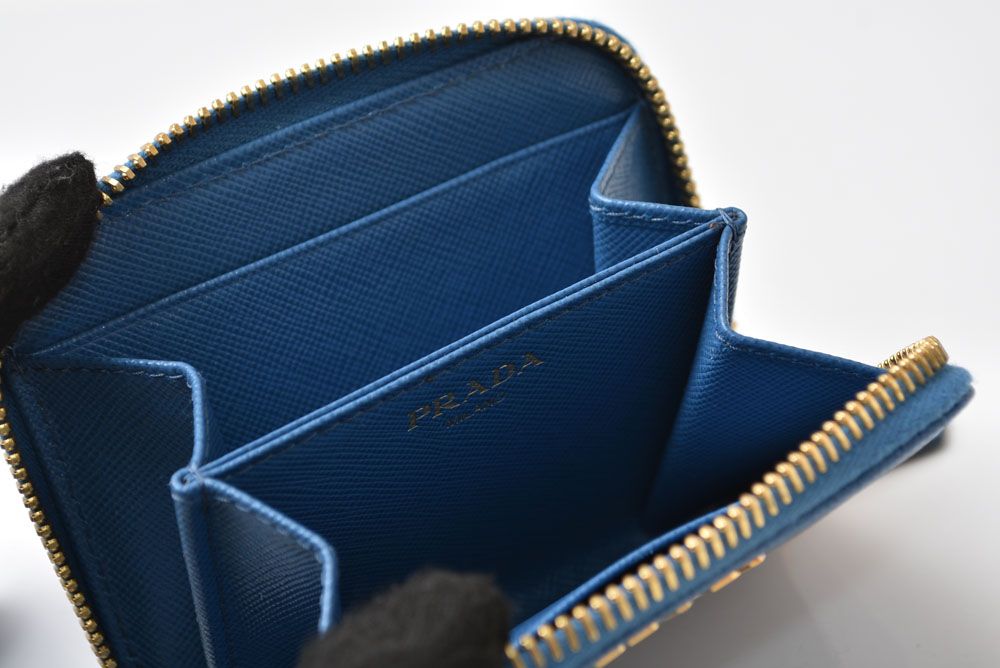 Prada Coin Purse Saffiano 1 268 Embossed Leather Cobalto Blue — view 4