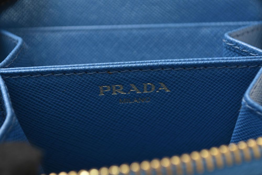 Prada Coin Purse Saffiano 1 268 Embossed Leather Cobalto Blue — view 5