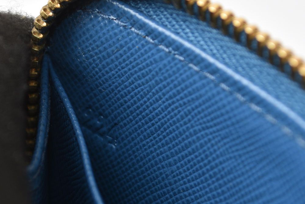 Prada Coin Purse Saffiano 1 268 Embossed Leather Cobalto Blue — view 6