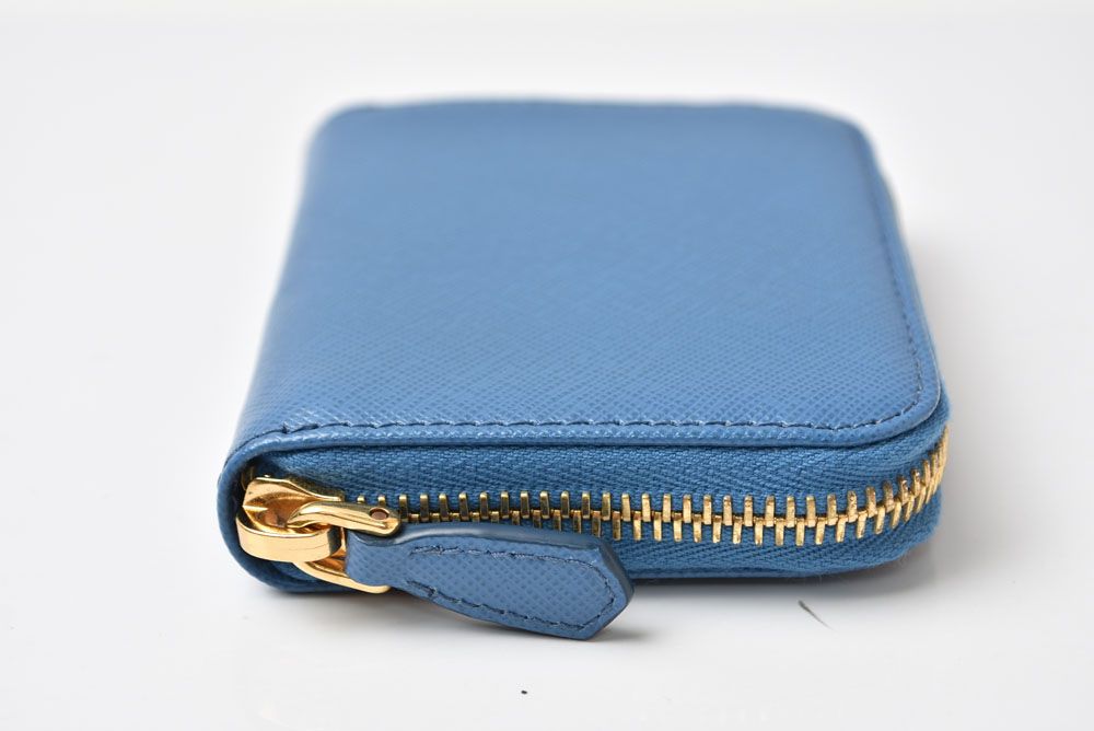 Prada Coin Purse Saffiano 1 268 Embossed Leather Cobalto Blue — view 3