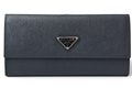 Prada Wallet Kiss Lock Saffiano Triangle Triang Baltico Navy