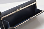 Prada Wallet Kiss Lock Saffiano Triangle Triang Baltico Navy — view 5