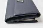 Prada Wallet Kiss Lock Saffiano Triangle Triang Baltico Navy — view 3