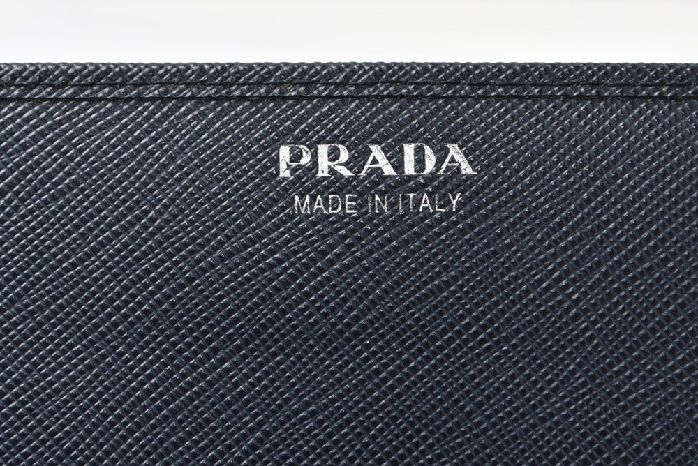 Prada Wallet Kiss Lock Saffiano Triangle Triang Baltico Navy — view 7