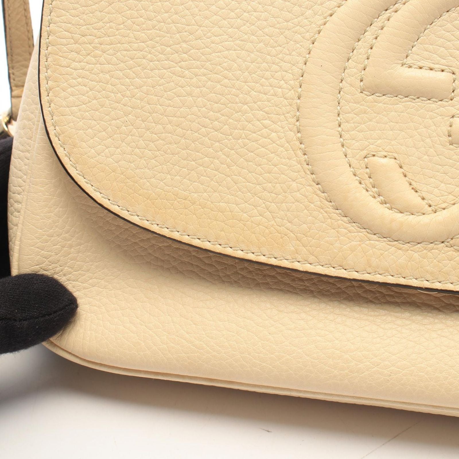 Gucci Shoulder Bag Soho Interlocking G Ivory Leather — view 5