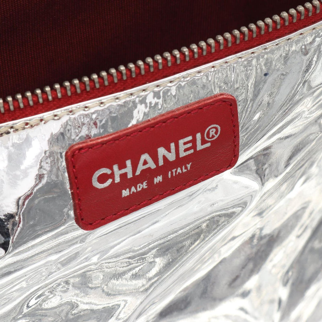Chanel Tote Bag Choco Bar CC Logo Navy Multi Canvas Leather Chain — view 4