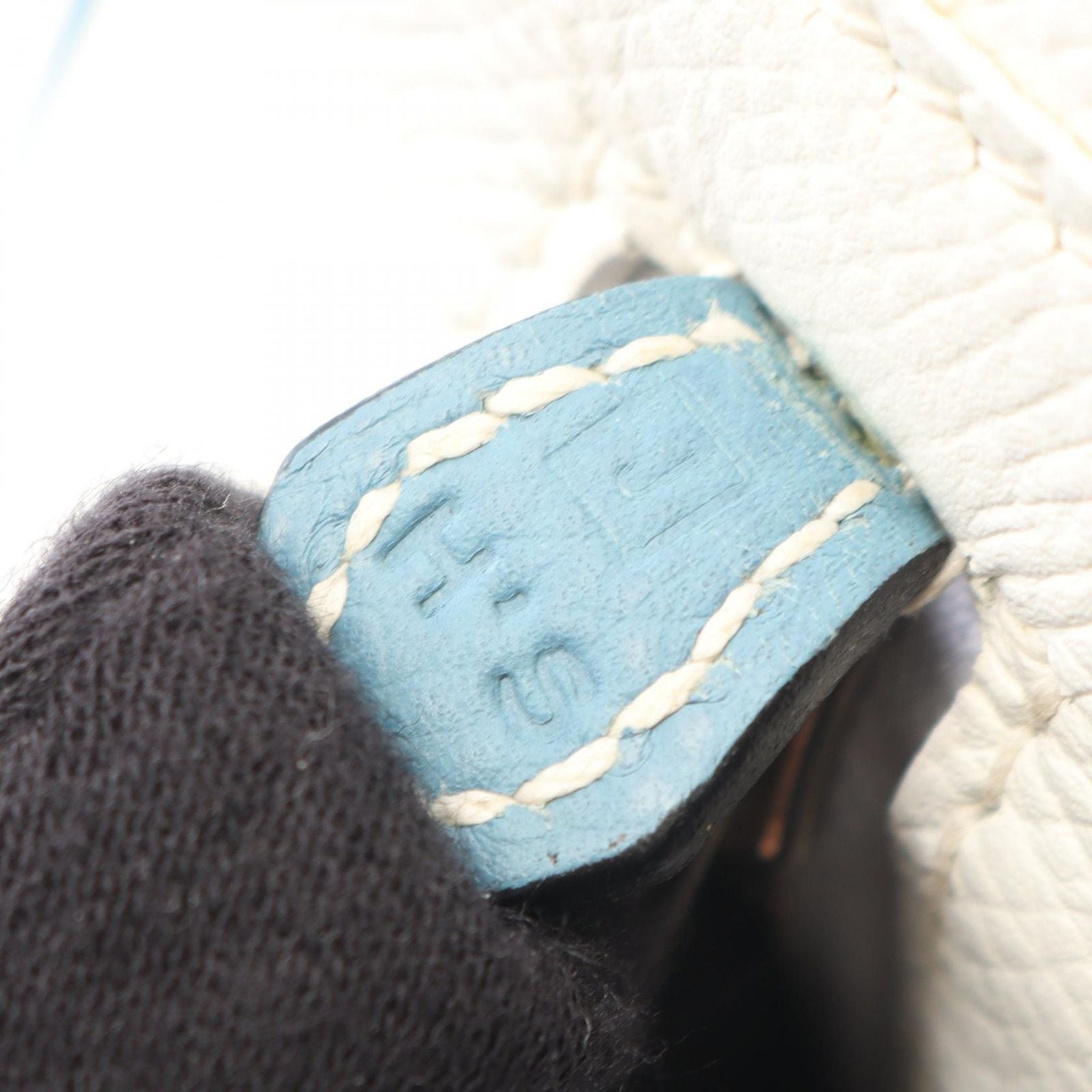 Hermes Handbag Plume Elan White Blue Jean 28 — view 5