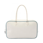 Hermes Handbag Plume Elan White Blue Jean 28