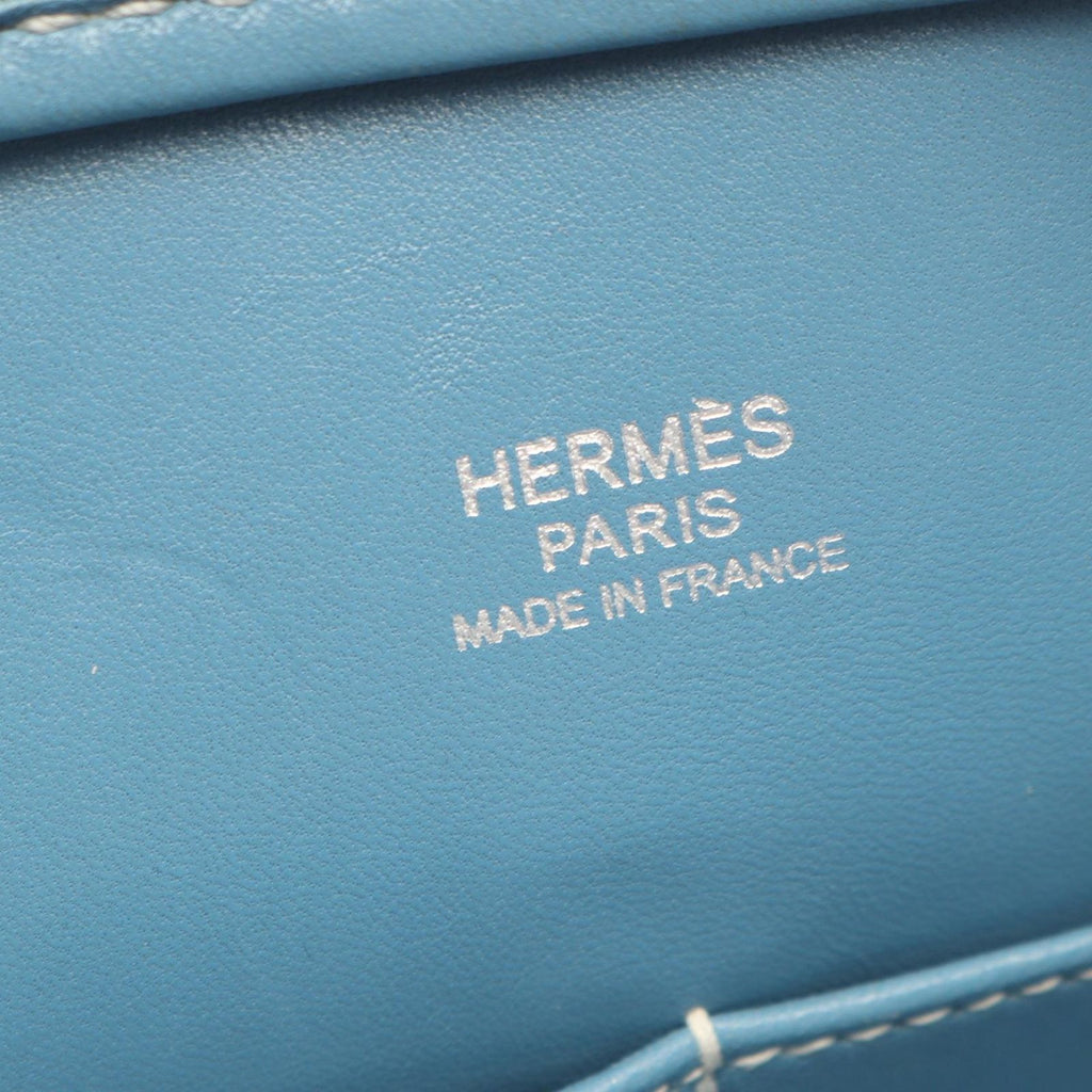 Hermes Handbag Plume Elan White Blue Jean 28 — view 4
