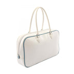 Hermes Handbag Plume Elan White Blue Jean 28 — view 2